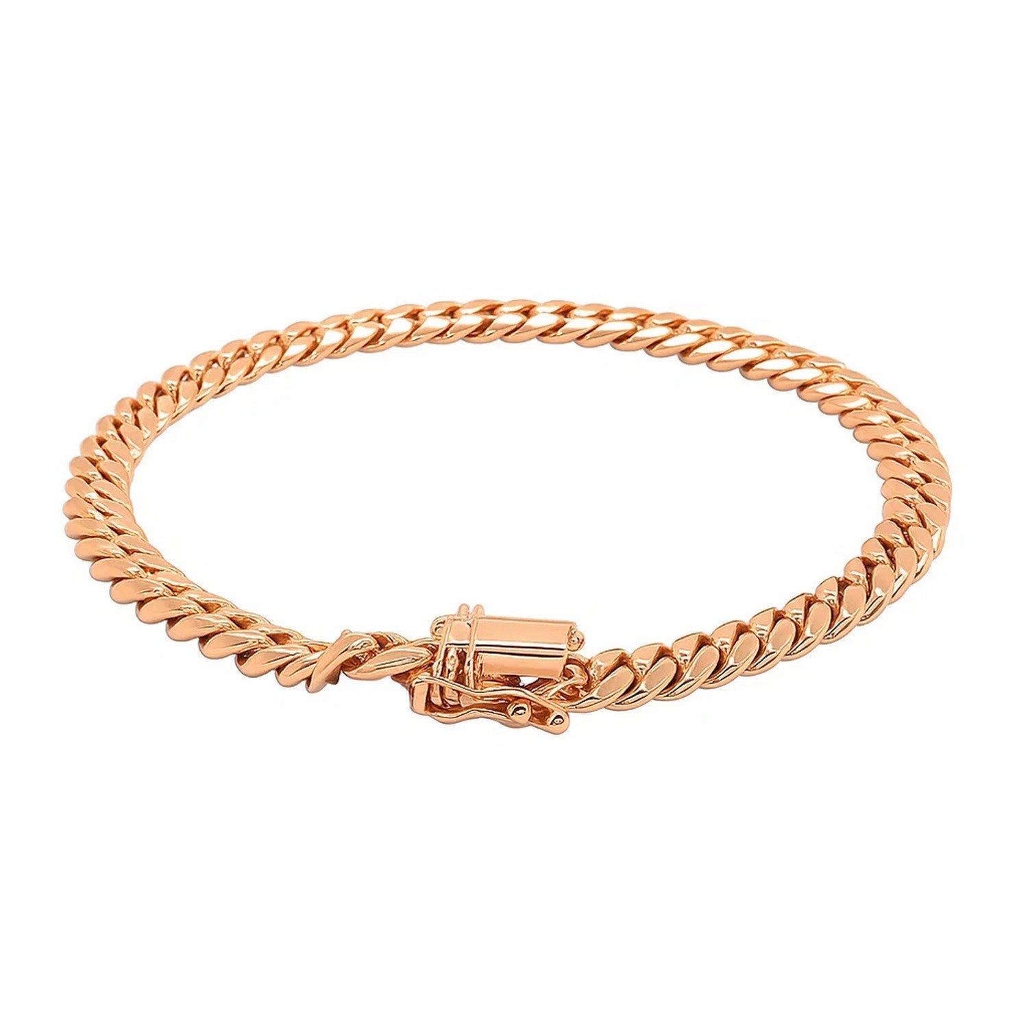 14k Rose Gold Classic Miami Cuban Solid Bracelet (6.10 mm) - Peelerie